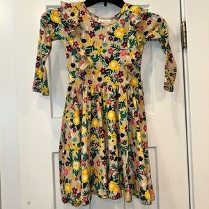 Dot Dot Smile long sleeve A-line floral dress Sz 5/6 NWT tan background Fall